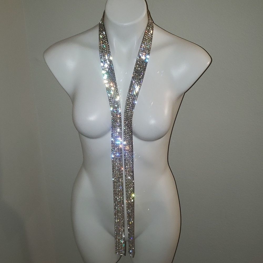 Long Rhinestone Tie Necklace1950s